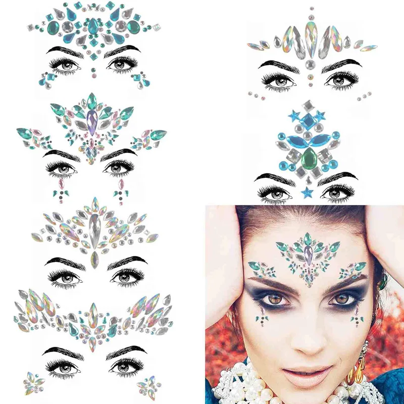 Glitter Face Jewelry Face Jewels Stickers Party Bady Makeup Tools Eye Style  Rhinestones Diamond Makeup Body Art Eyeliner Tattoos - AliExpress