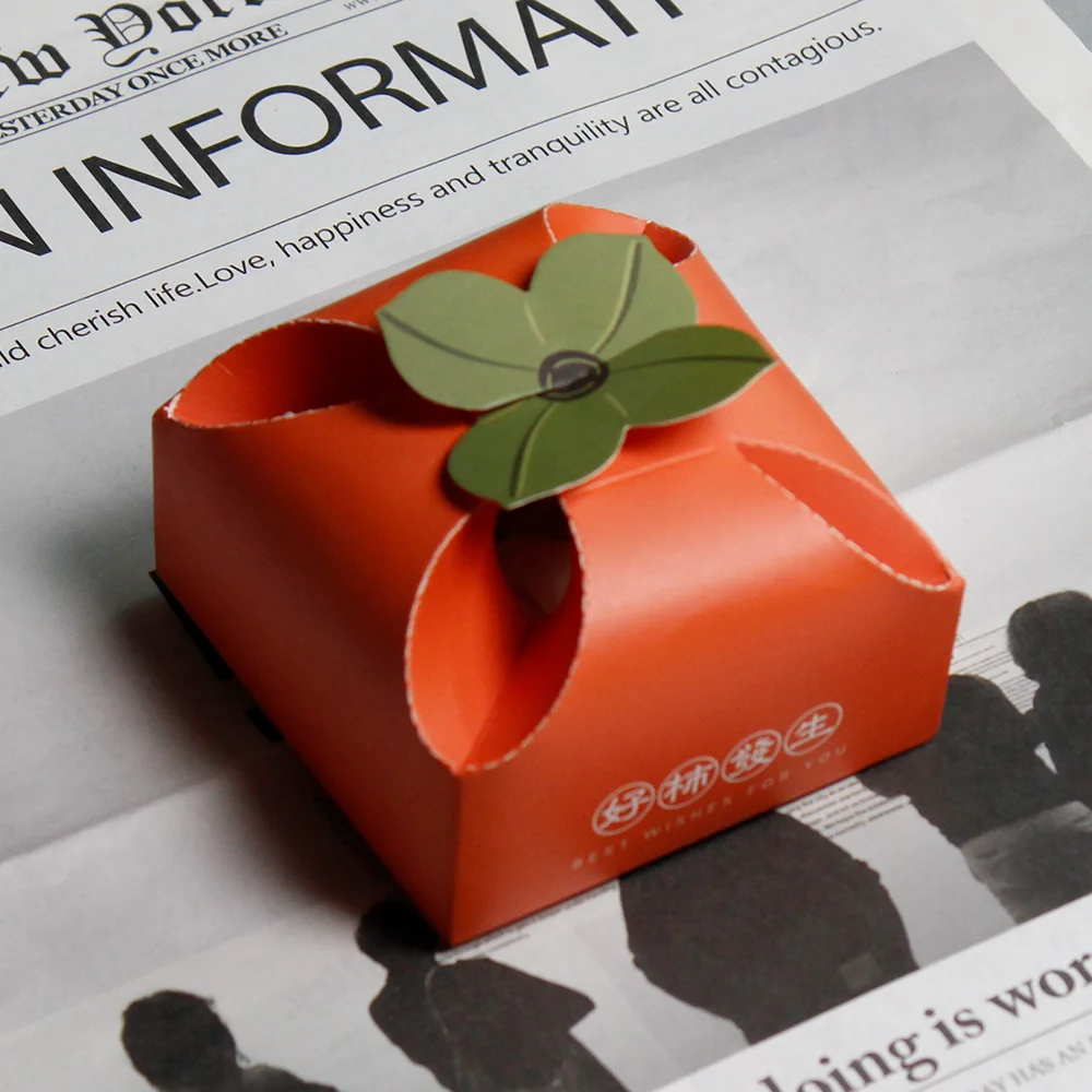 Luxury Special Design Persimmon Shape Card Paper Small Cute Cardboard Paper Tea Box Packaging with Custom logo