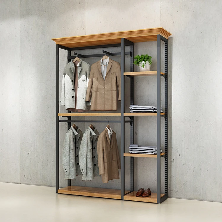 High End Boutique Display Shelf Rack for Clothes Metal Hanging Shirt Display Stand