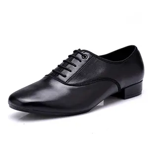 Genuine Leather Men's Ballroom Latin Dance Shoes with Suede Outsole and Cotton Lining for Adults
