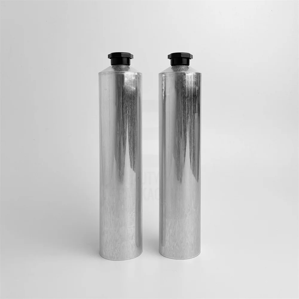 MOQ 150pcs 3oz 100ml Aluminum Empty Aluminium Tube Squeeze Tubes  with Plastic Black Octagonal Lids 1box
