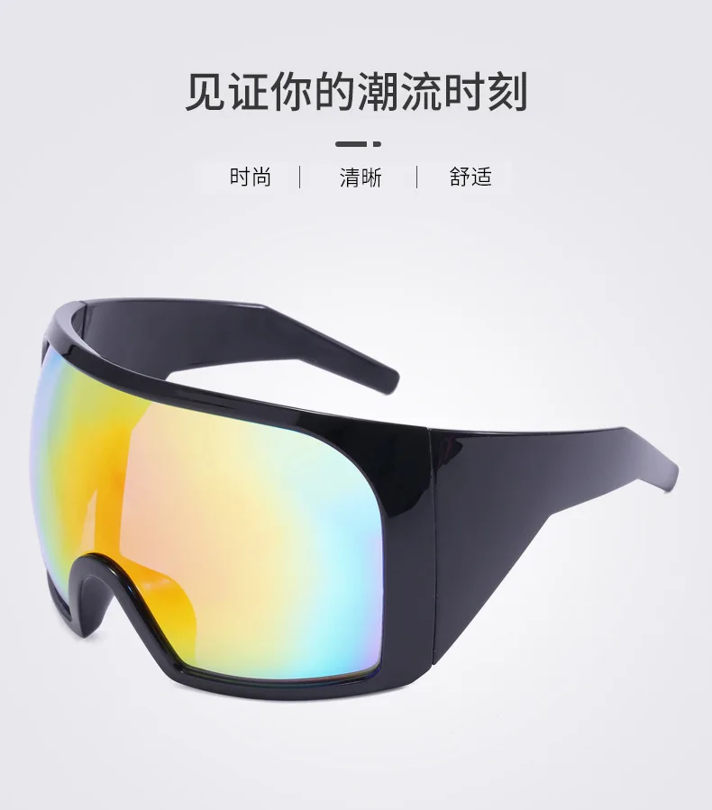 2024 Oversized Rave Curved Lens Shades Futuristic Sunglasses