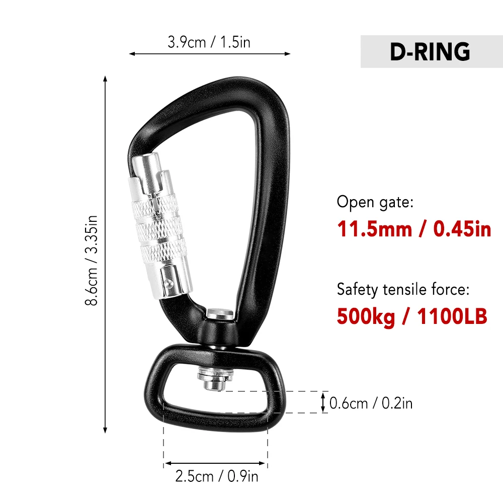 BT-1303TN Aluminum Tool Hook 4KN Fashion Swing Hook Automatic Locking Carabiner Snap Hook Dog Leash Swivel Carabiner