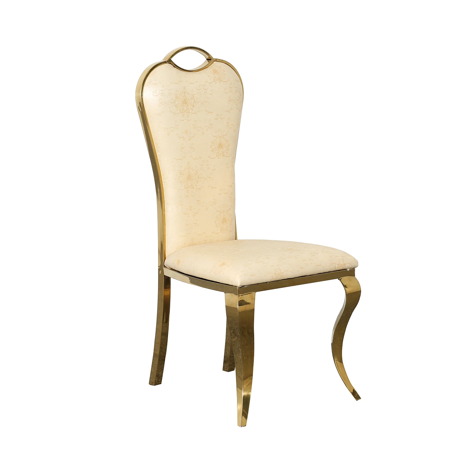 Royal Style Gold Crystal Button Back Wedding Golden Gold New Design Stainless Steel Bar Chair