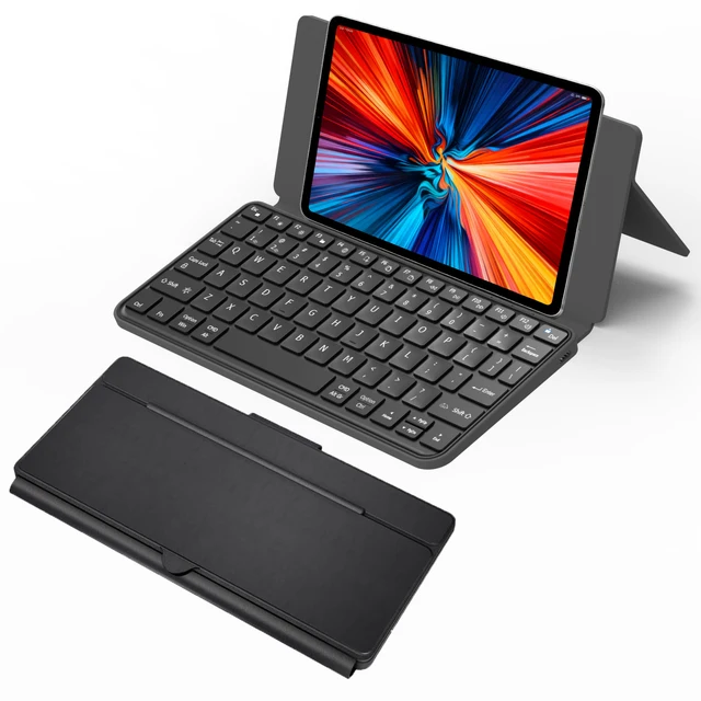 Wireless Portable Mini QWERTY Keyboard 7 Color Backlit Rechargeable USB Type-C Integrated Stand for iPad iPhone Z Fold for