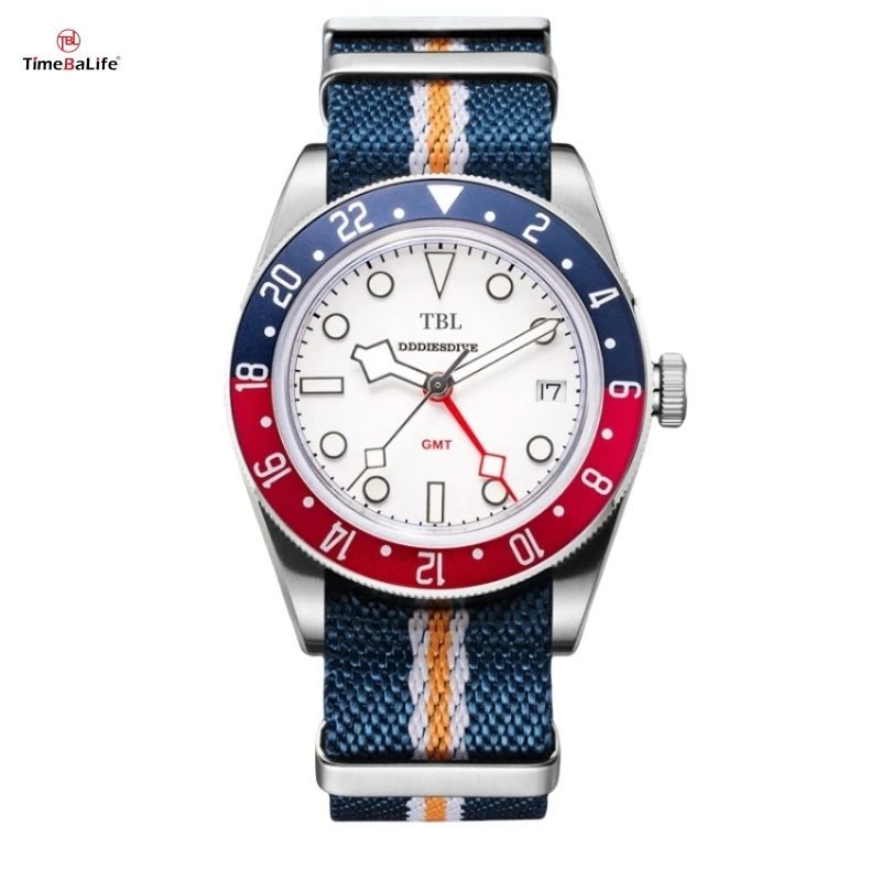 OEM Custom NH34 Automatic Mechanical Movement Men's GMT Watch 50 Meters Waterproof Dual Time Zone Calendar Outdoor Watches