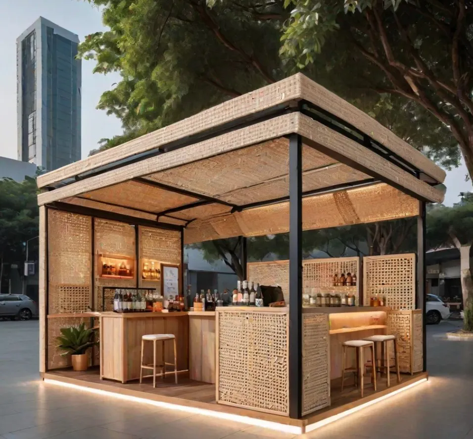 Funroad Shopping Mall Fast Food Kiosk Fruit Juice Bar Coffee Kiosk Milkshake Kiosk for Sale