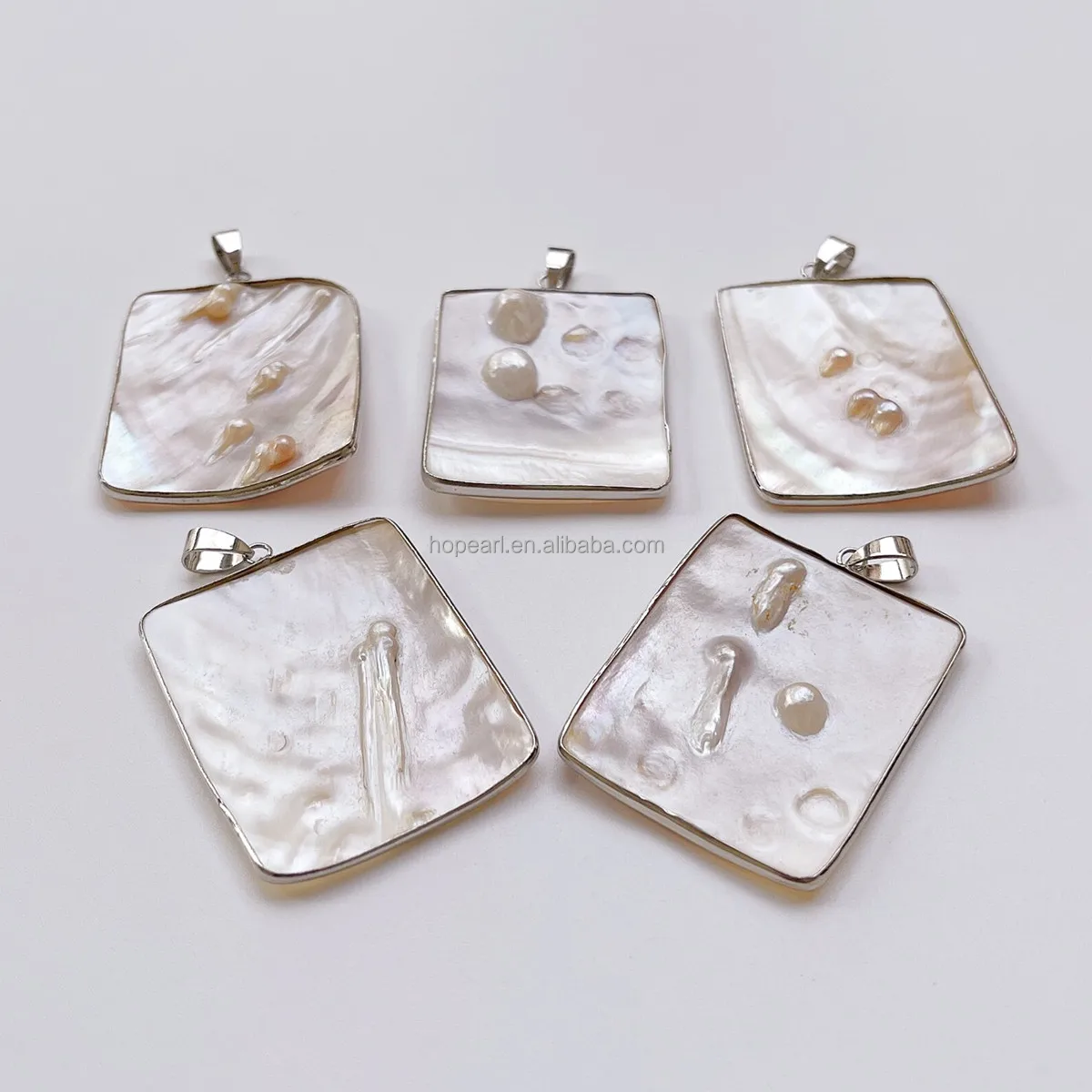 MOP184 Rectangle Blister Pearl Shell Focal Pendant Mother of Pearl