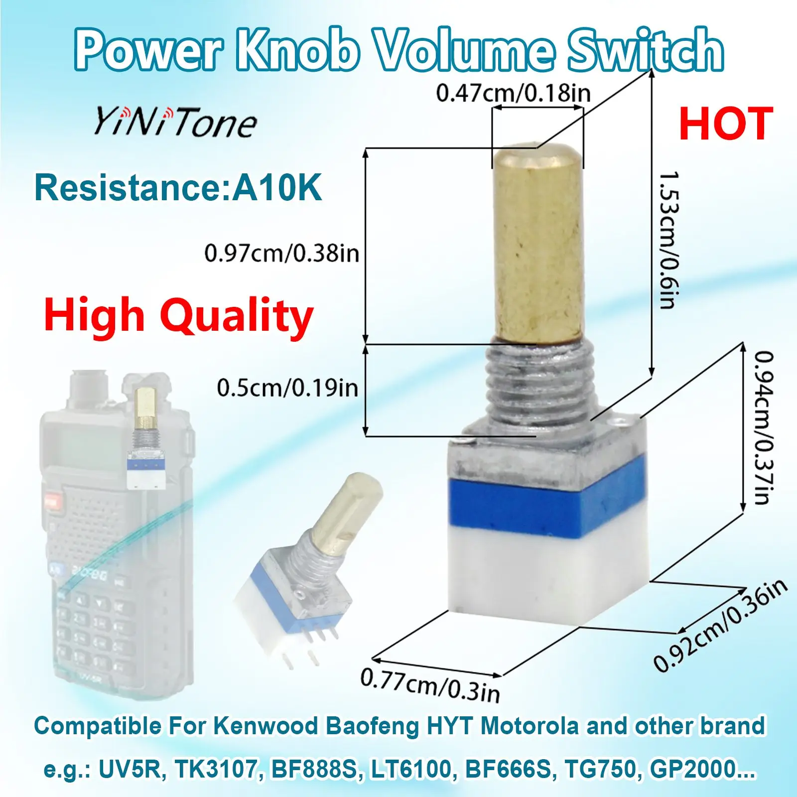  for Baofeng UV5R Kenwood TK3107 High Internal Control Parts Two-Way for Radio Walkie Talkie Power Knob Volume Switch