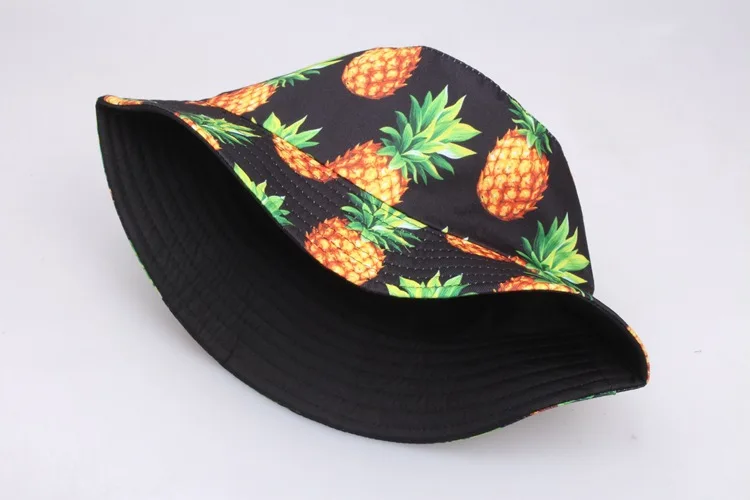 Wholesale High Quality Pineapple Print Folding Outdoor Sun Hat Designer Hat Fashion Pineapple ...