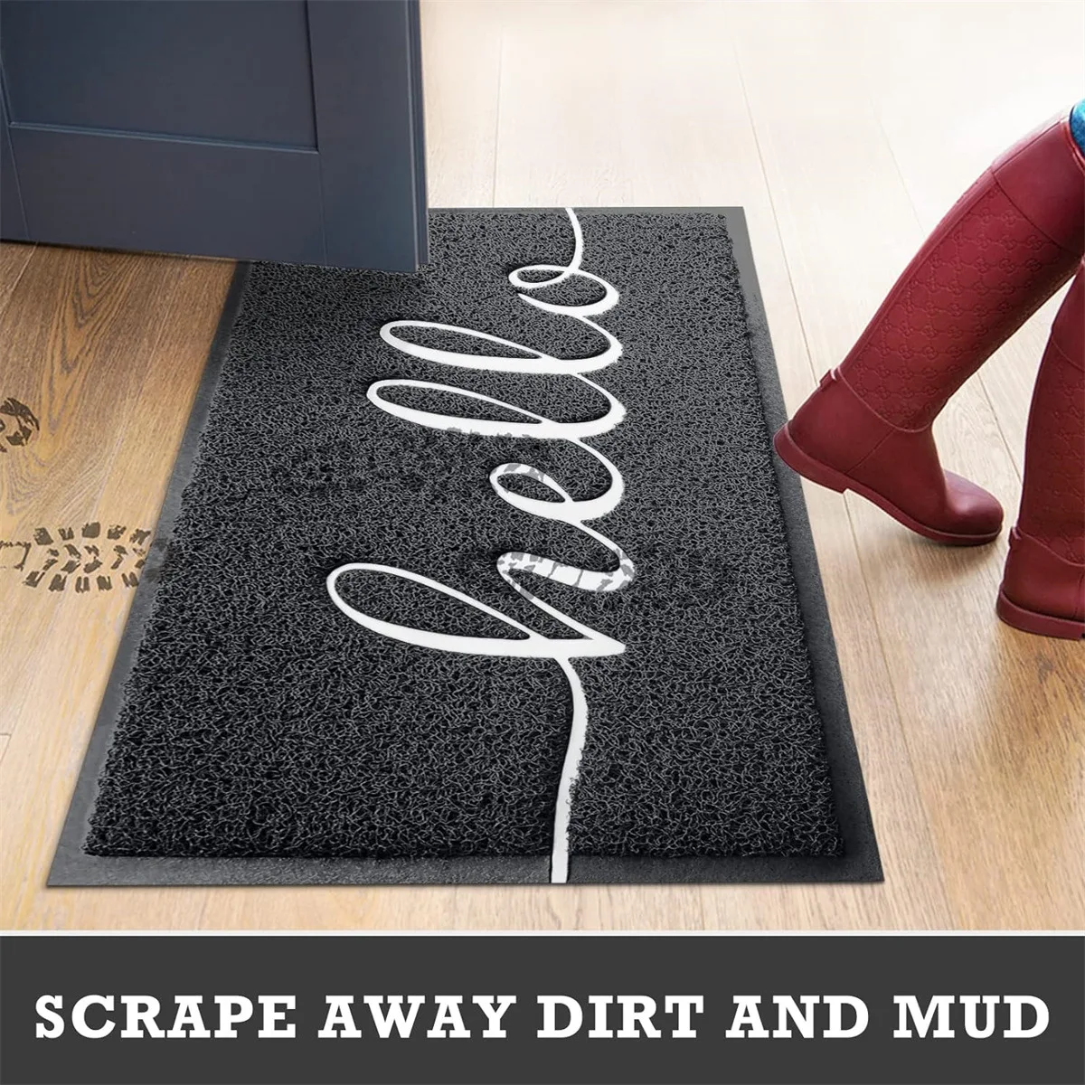 PVC Custom Coil Welcome Doormat Customized Design Red Front Door Mat Entry Washable Carpet for Convenience Store