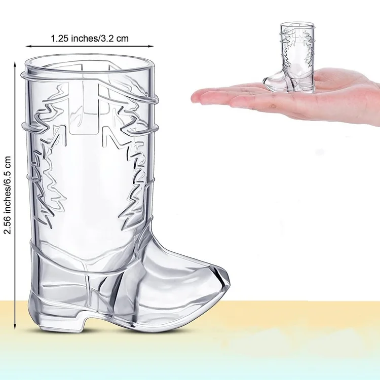Hstyle Cowboy Boot Shot Glasses Mini Plastic Boot Cups Pink Beer Boot Mugs Western Cowboy Cowgirl Theme Party Supplies HS1799