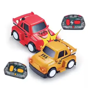 ITTL 2.4G Remote Control Crash Car 2 Players RC Spraying Ejecting Bumper Cars with Light Sound Football Battle Car Toys for Kids