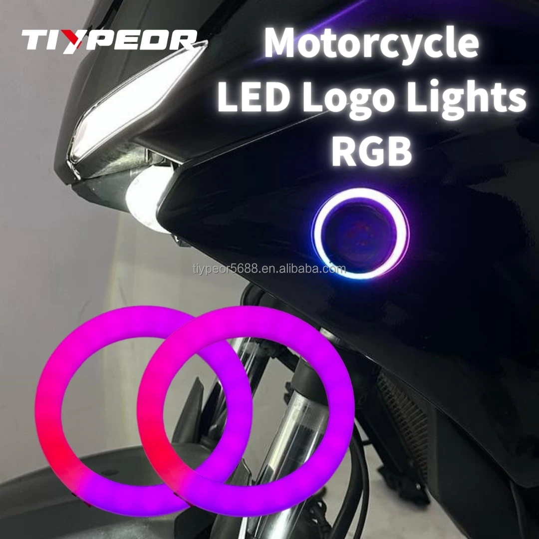 product tiypeor led angel eyes 50mm rgb bluetooth control light circle with cover ring light for bmw logo backlight logo led for yamaha-2