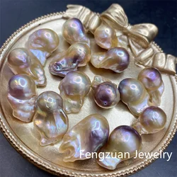 Très Grande Perle Baroque D'eau Douce Naturelle, Rose, Dimensions 14x20x30mm, Référence N38 - Plaquée Or Jaune, Neuf Sans Emballage
