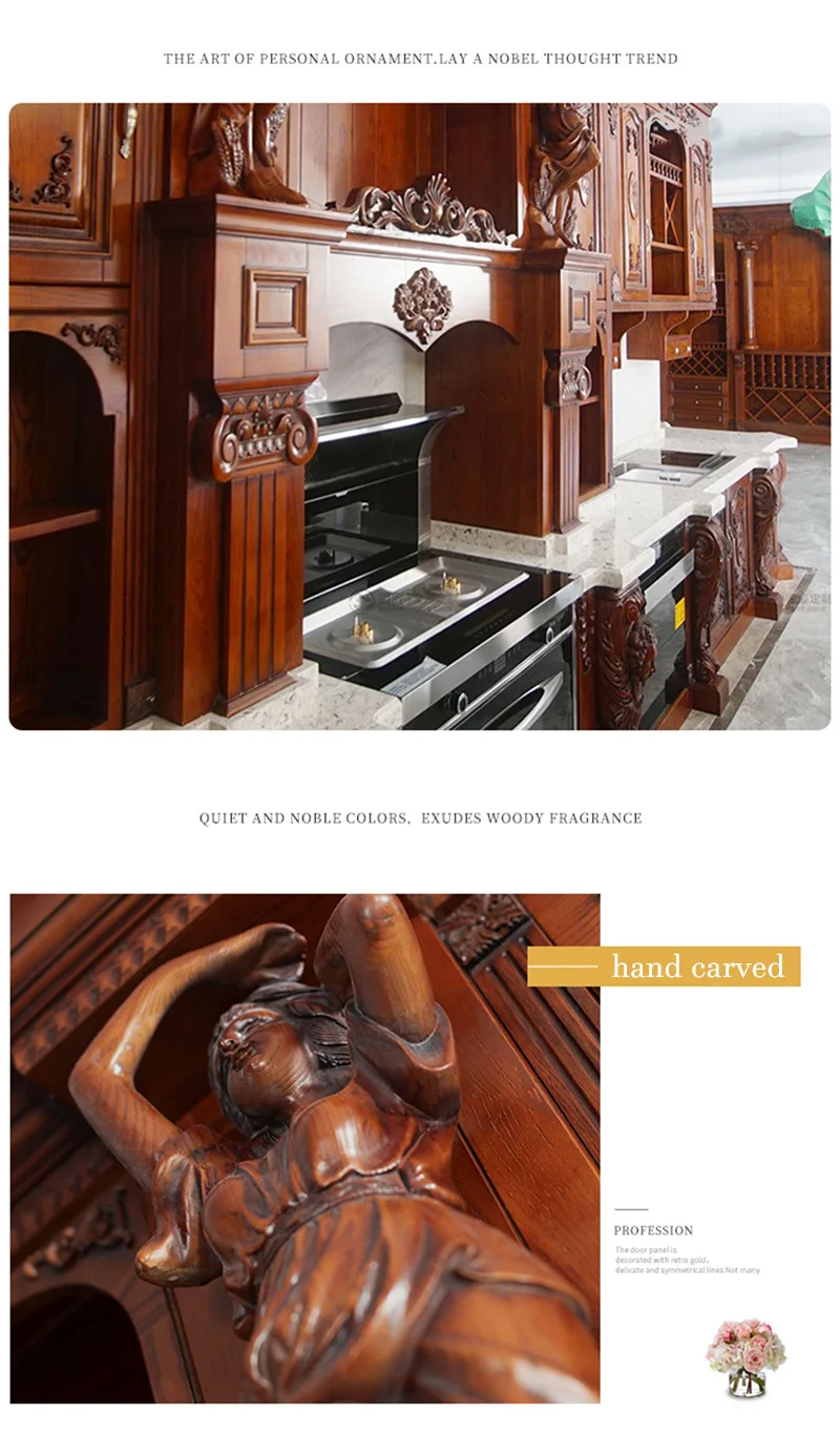 Customized Solid Wood Kitchen Cabinets - European Style