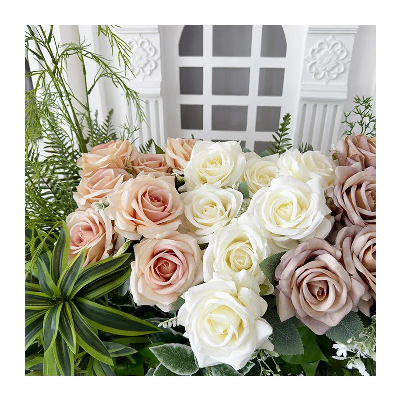 product artificial flower home wedding decoration meichen 7 head rich rose  q-57