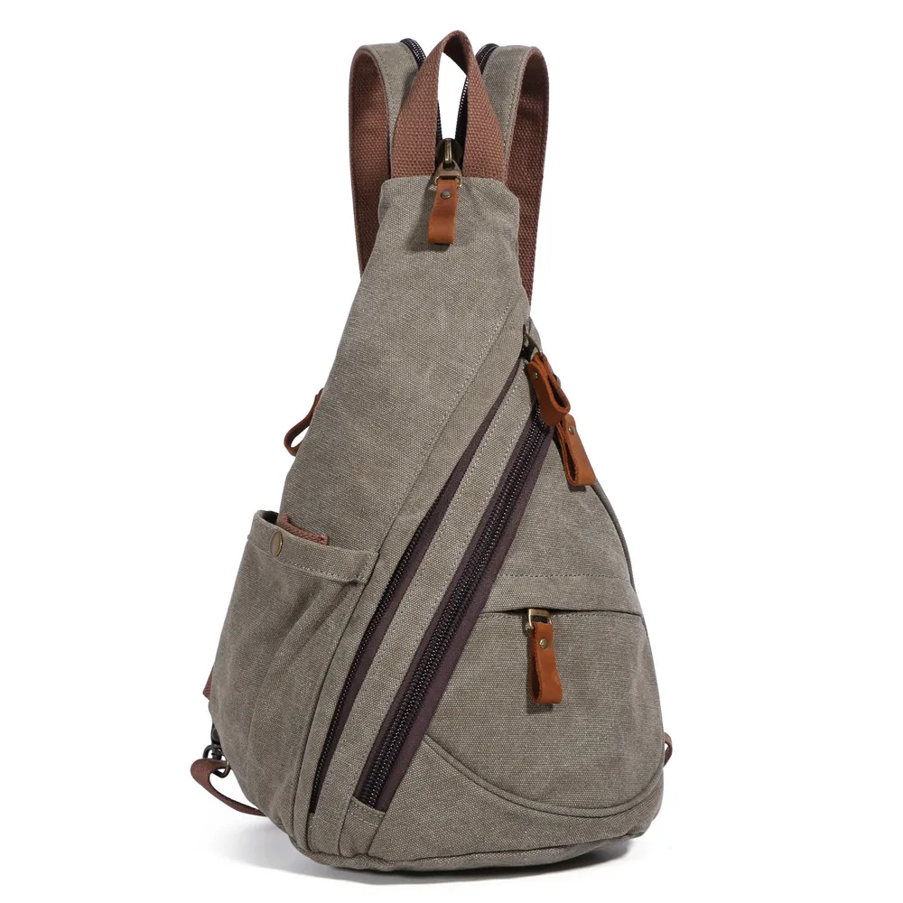Factory direct sale lightweight canvas one-shoulder messenger small backpack outdoor leisure backpack small back bag