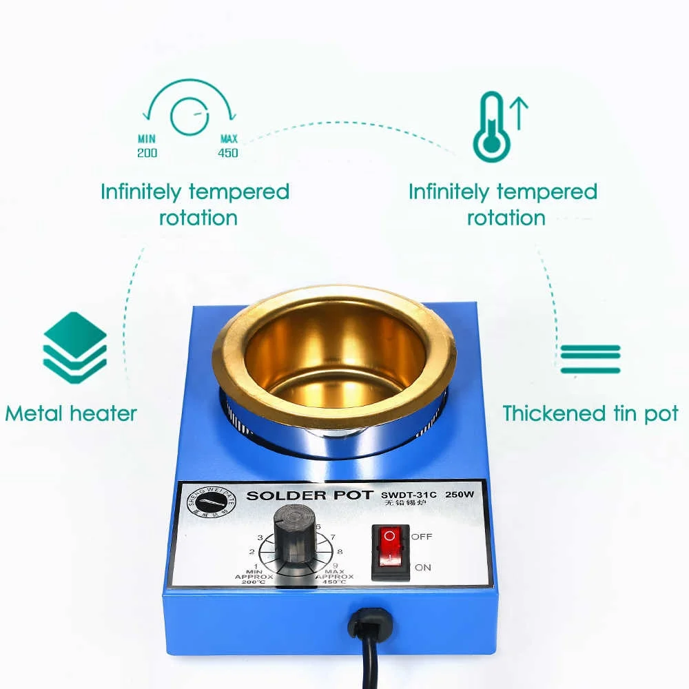 Паяльник 220 В, Оловянная плавильная печь, терморегуляция, паяльная ванна для распайки, 200 ~ 450 градусов Цельсия, нагревательное оборудование