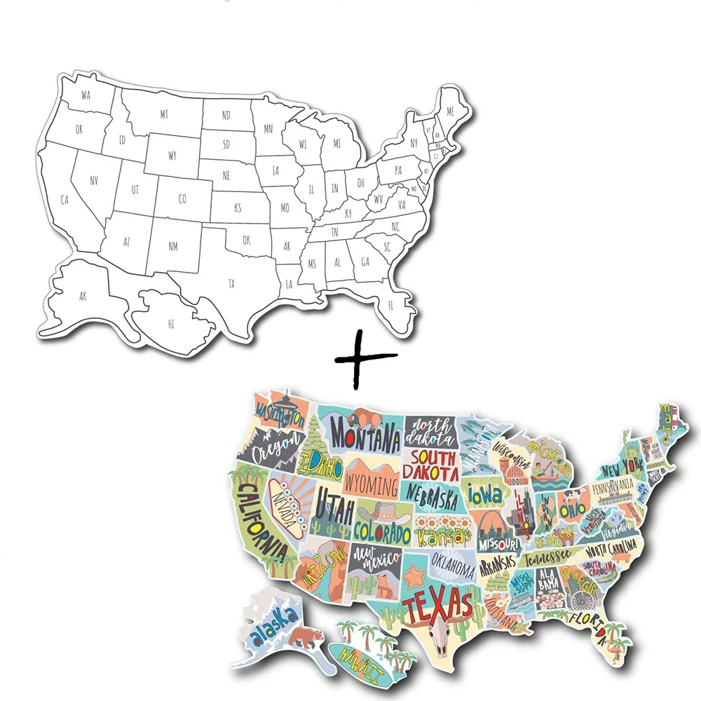 RV State Sticker Travel Map Country Visited Decal United States License Plate Non Magnet Road Trip Window Stickers