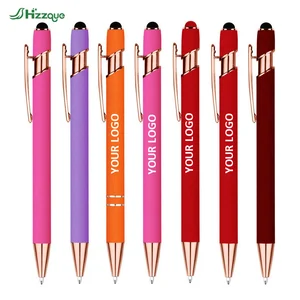 Promotional Custom Logo Mobile Phone Ballpoint for Stylus Pen Cheap Aluminum with Soft Rubber 1.0mm Writing Width
