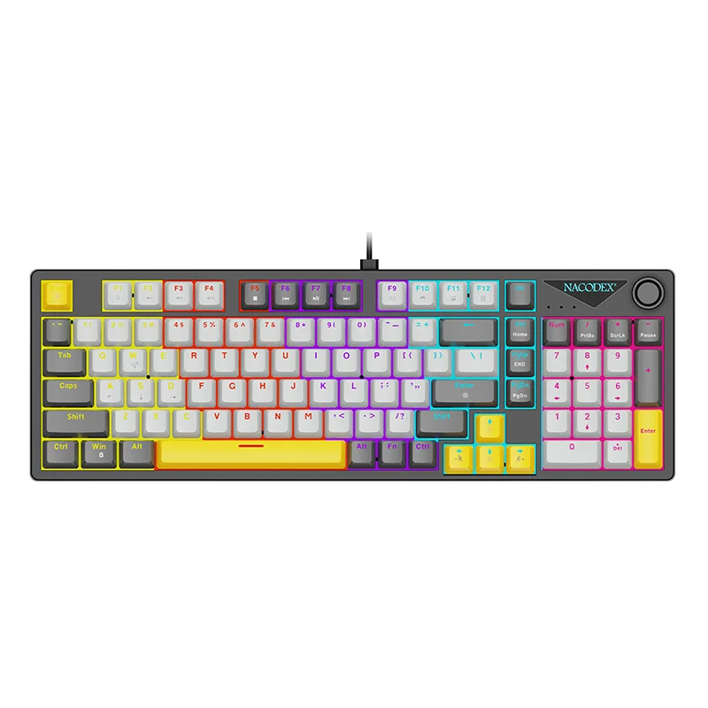 Teclado para Juegos con Cable Ajazz NK98, Luz de Arcoíris, 98% de