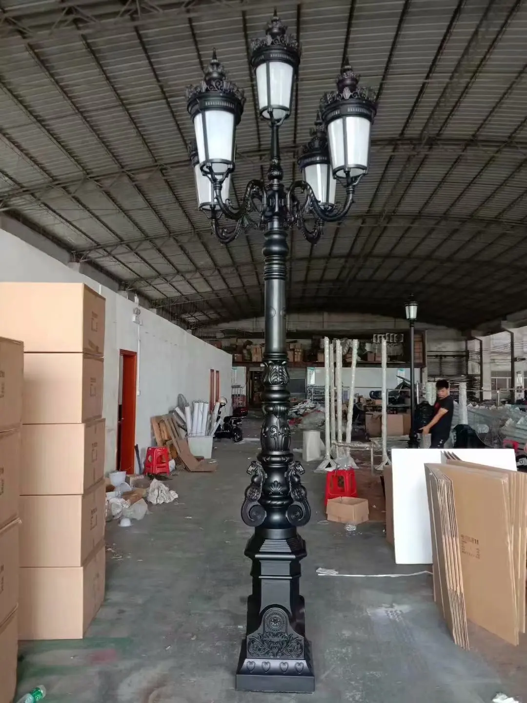 3.8m 5 head classic simple unique custom garden square main gate outdoor lamp post lights for pillars