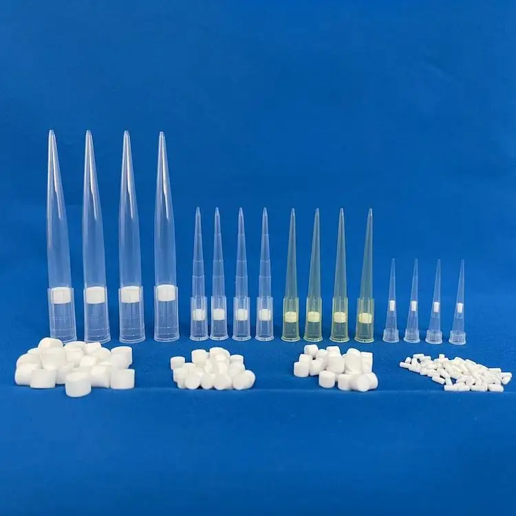 Embouts de pipettes universels à usage en laboratoire, filtre stérile Gilson, embouts de pipettes médicaux 10ul 1000ul, filtre en polypropylène