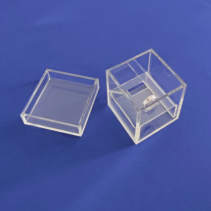 Square Clear Acrylic Wedding Ring Box Personalized Acrylic Ring Box