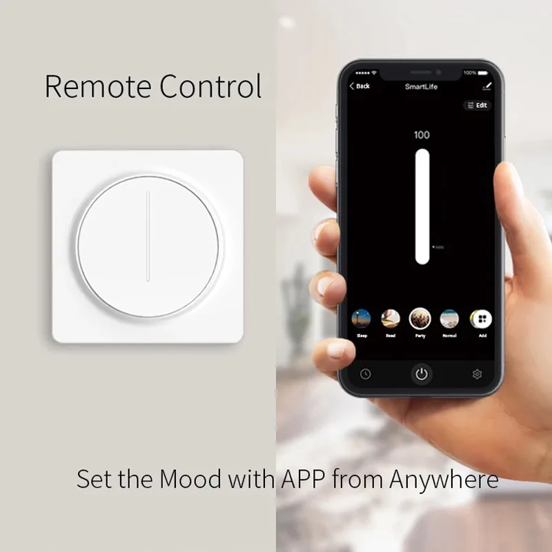 LEDEAST RD01Z ZigBee 86 Size Stepless Rotate Smart Knob Dimmer Switch Work With Alexa Google Voice Control