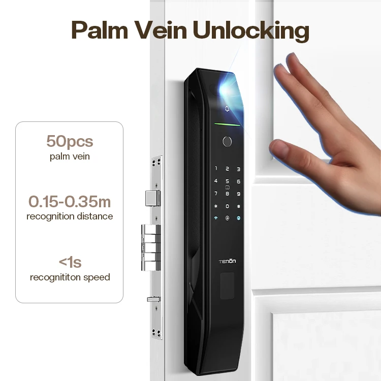 Security Intelligent Biometric Fingerprint Door Lock Electronic Password Waterproof Outdoor 3D Face Recognition Smart Door Lock