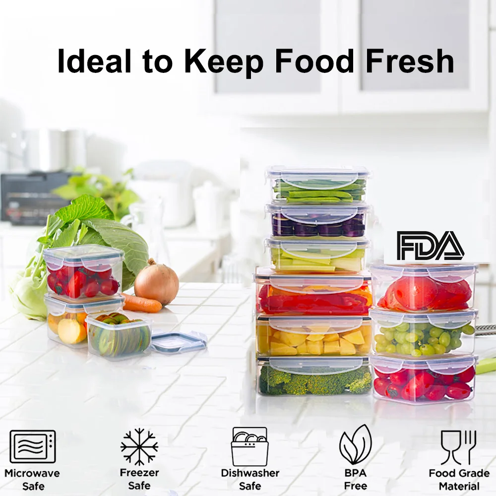 4-Piece Airtight Food Storage Container Set – Clip Lock Lids, BPA-Free, 0.5L & 0.24L Sizes