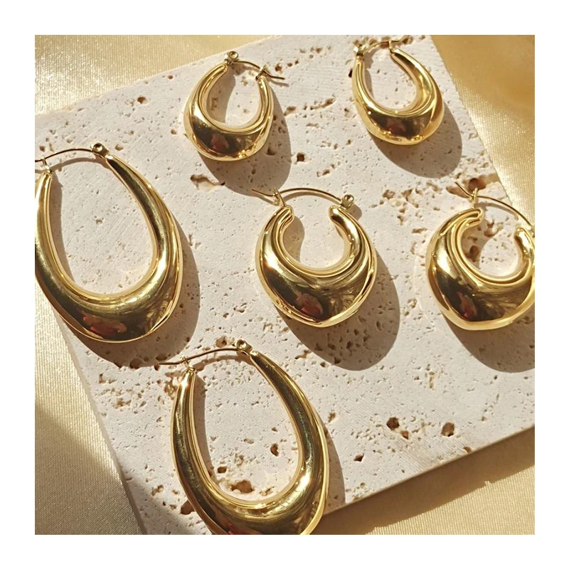 Boucles D'oreilles Créoles Plaqué Or 18 Carats - 4 Cm - Neuf Avec étiquettes