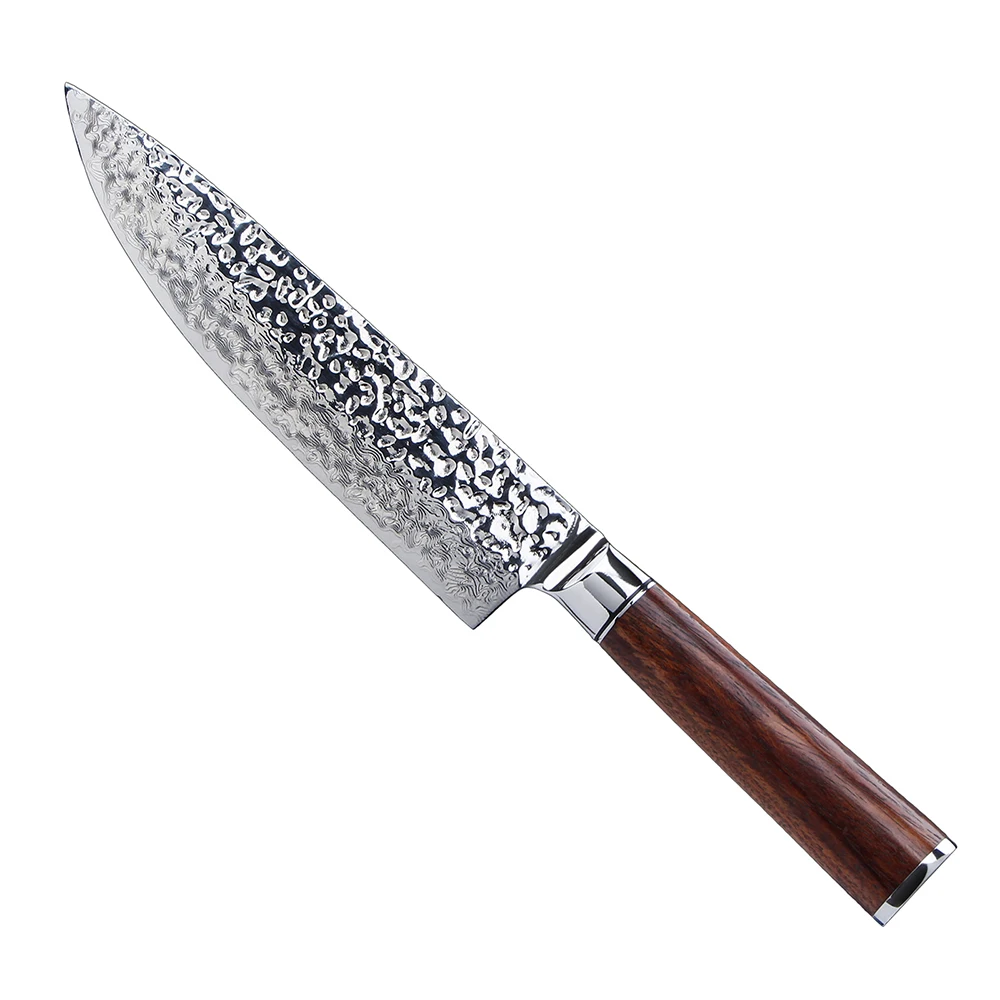 SANMUZUO 8 Chef Knife - Professional Kitchen Knife - Hammered Damascus  Steel & Resin Handle - YAO Series