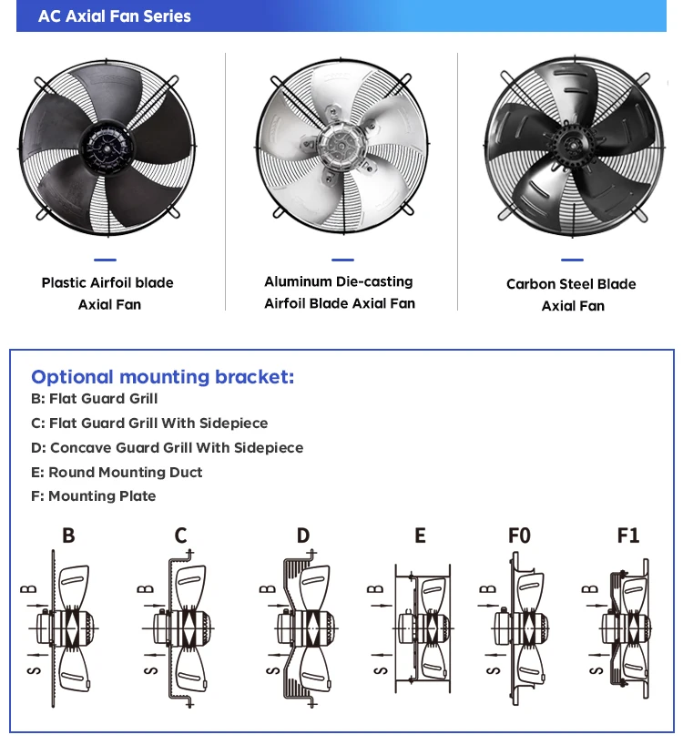 200-900mm AC EC DC waterproof farm Industrial Exhaust Cooling Axial flow fan factory