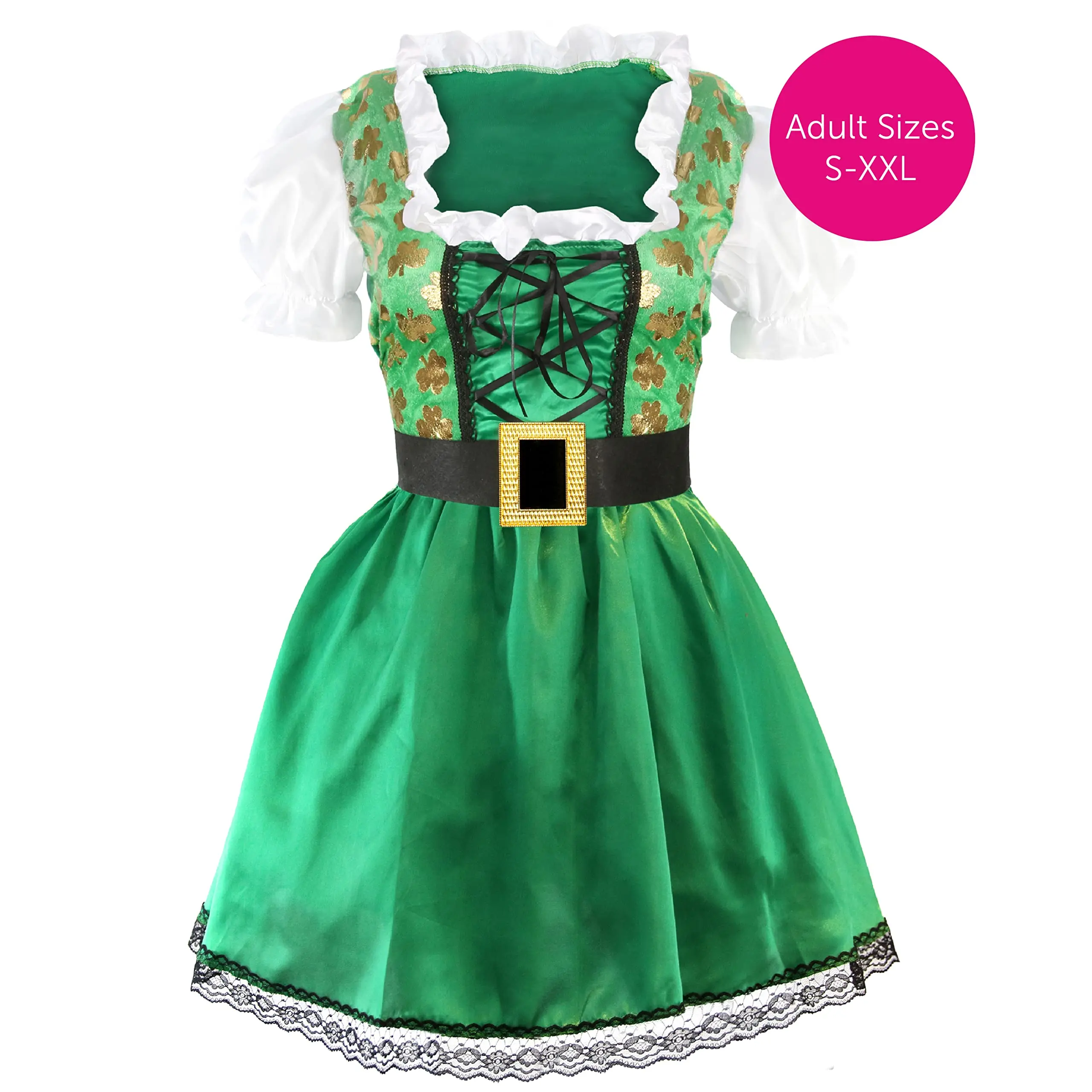 St Patricks Day Ladies Dress Green Shamrock Printed