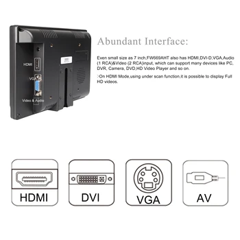 FEELWORLD FW669AHT 7" Industrial Resistive Touch Screen Monitor with  /VGA/AV, OEM/ODM Support, Factory Direct detail image