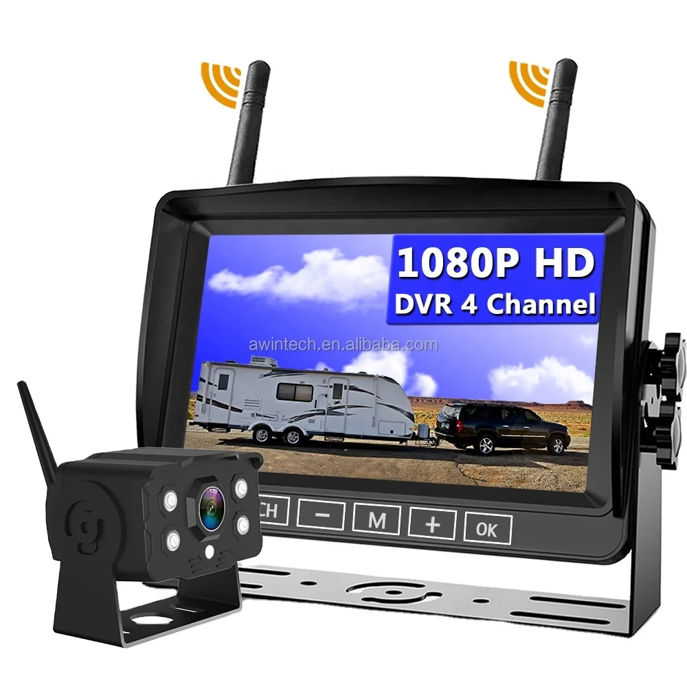 Rv Trailer Backup Camera Wireless Camerarecording 7" Touch Key Monitor