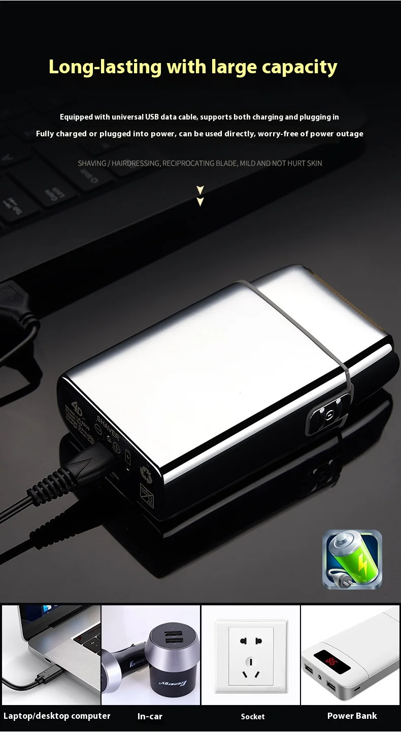 ANBOLIFE USB Electric Shaver with IPX4 Waterproof 600mAh Battery and 90 Min Working Time for Body and Face