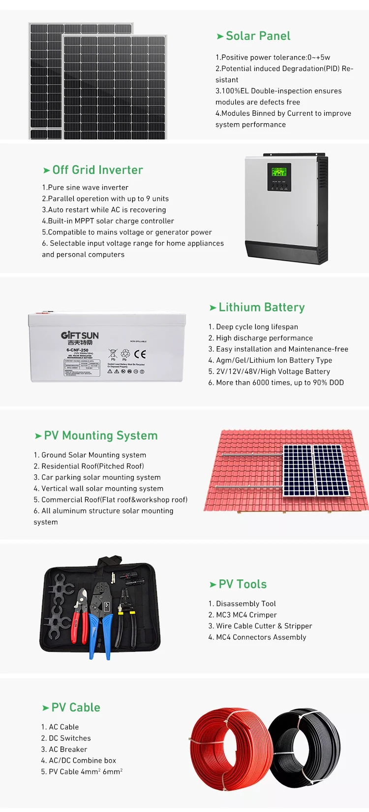 Complete Smart Solar Set Off Grid Roof Home Energy System Kit 3kw 5kw ...