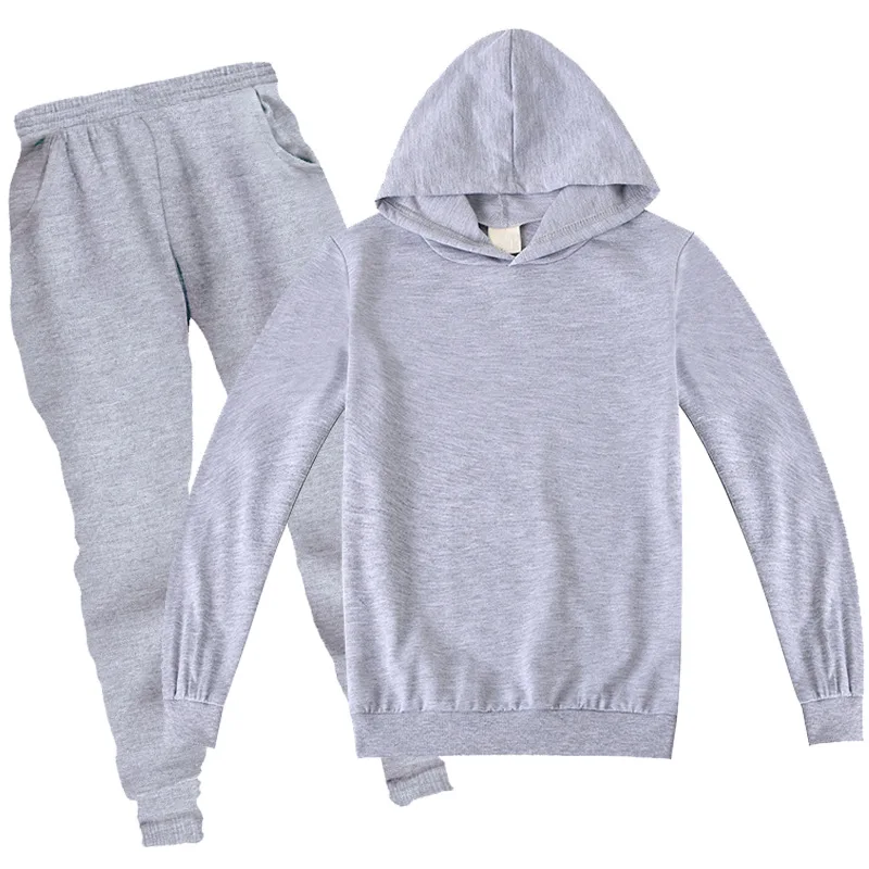 boys and girls blank cotton hoodie pants sports sweater 2-piece