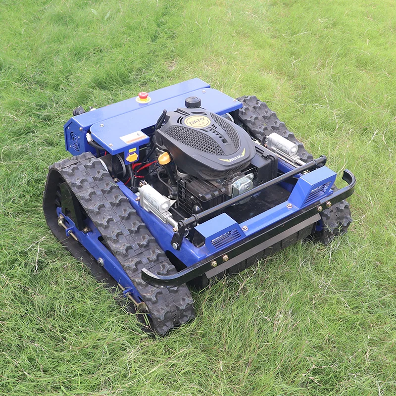 Customized Electric-start Remote Control Lawn Mower Mini Rc Robot Lawn Mower With Snow Plow Attachments