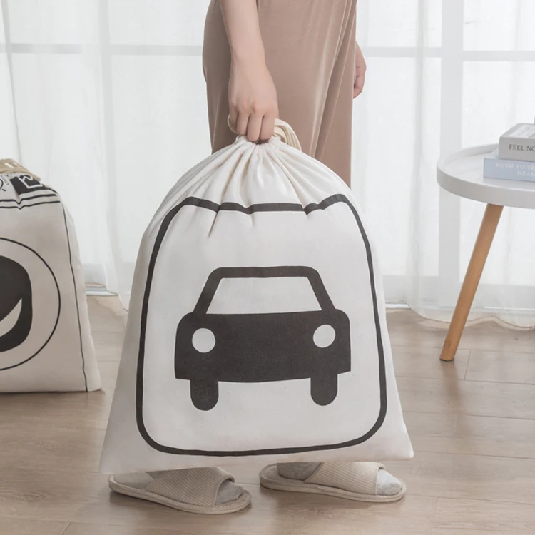 Custom Medium Soft Drawstring Tie Storage Bag White Organic Cotton Canvas Drawstring Bag With Logo