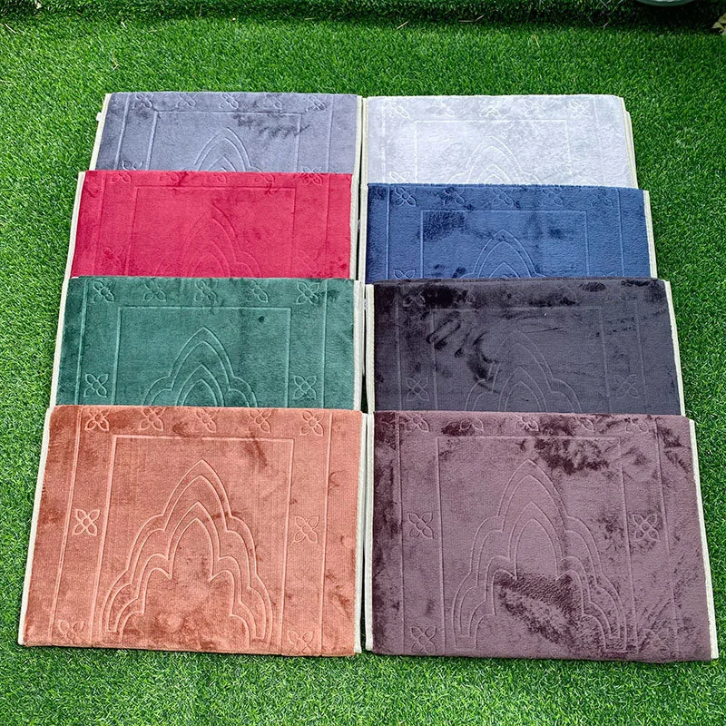 2026 Plain Embossed Portable Pilgrimage Thick Prayer Mat Muslim Carpet Islam Foldable Prayer Mat With Backrest Prayer Mat Gift S_voghion.com