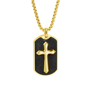 Tizti Jewelry Wholesale Men Necklace Fashion Jewelry Necklaces Custom Dogtag Cross Pendant Men Stainless Steel Necklace