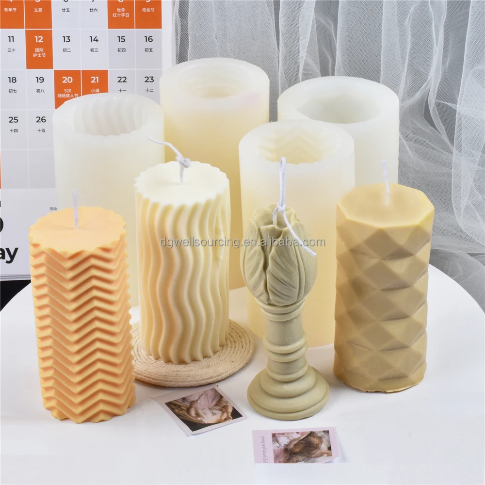 Creative Cylindrical Silicone Candle Mold Pillar Candle Mould Diy Material  Aromatherapy Plaster Mold