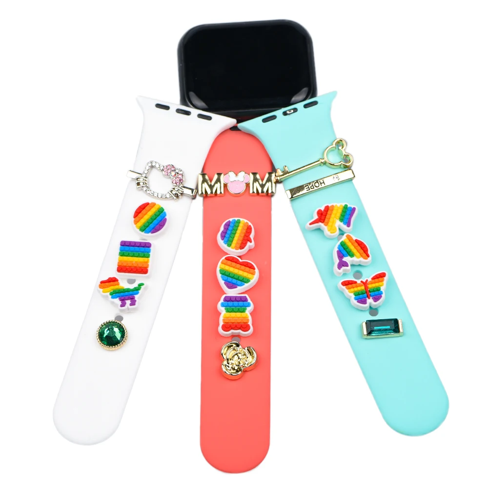 PVC rubber watch decoration charms for i watch silicone watchband charms For Smart Watch Bands & Accessories