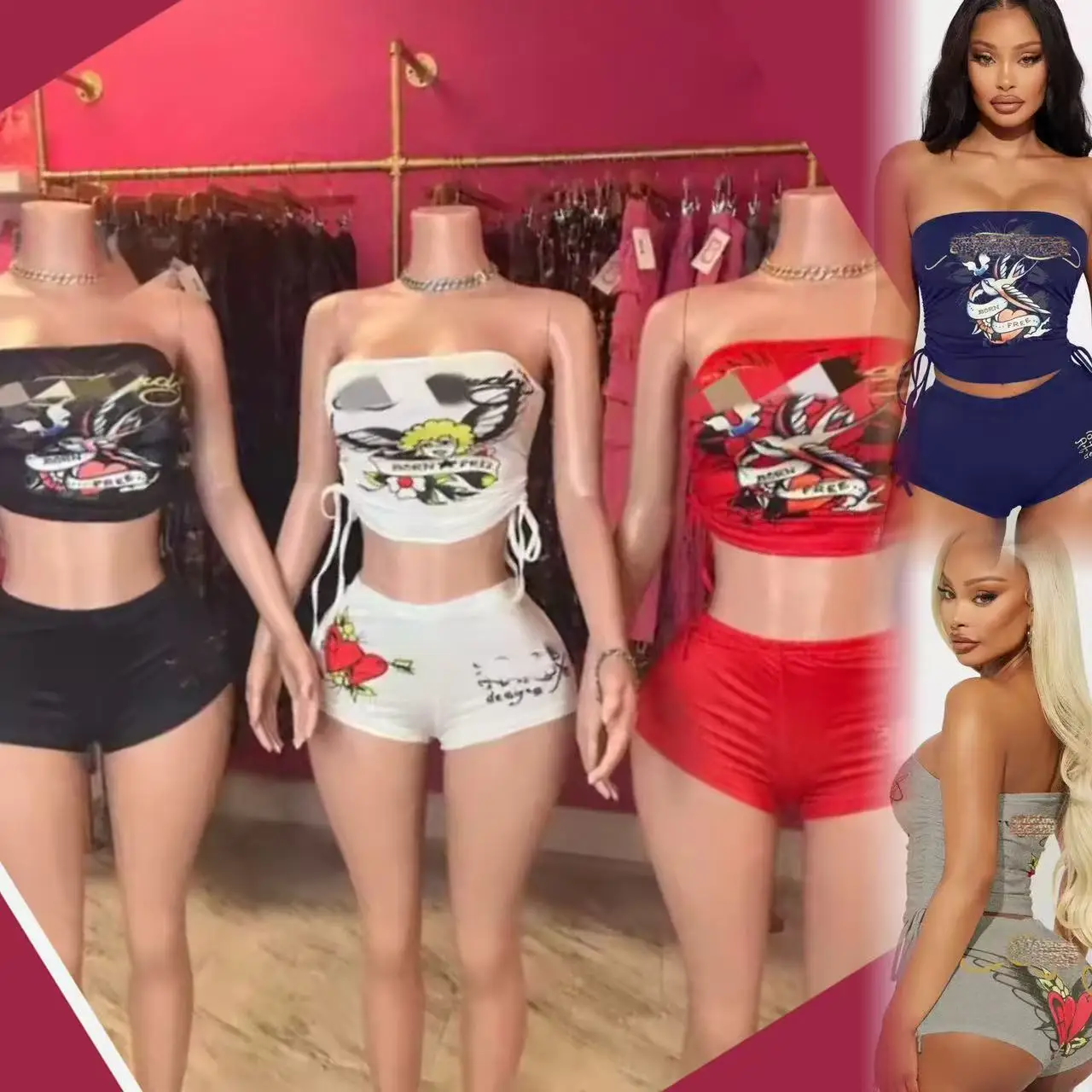 Peeqi American Designer Clothes Famous Two Piece Set Women Clothing