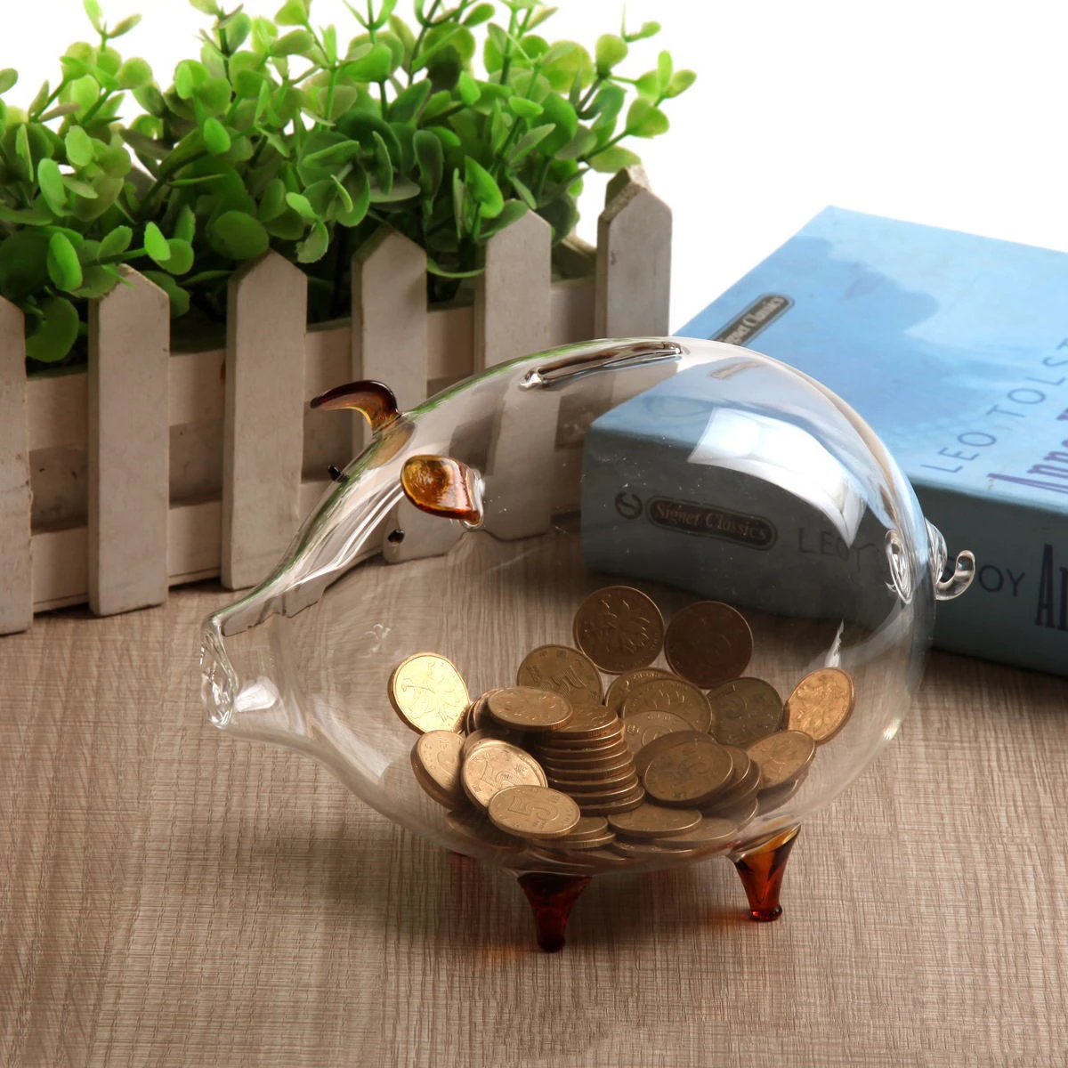 Cute Design Transparent Piggy Bank Piggy Money Saving Boxes Bank Glass Clear Transparent Piggy Bank