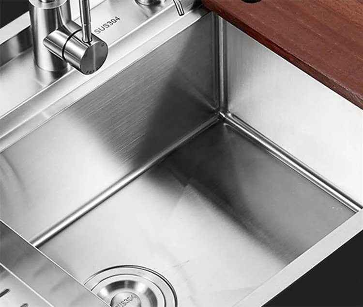 
Кухонная утварь 2020, полированная нержавеющая сталь 304, кухонная раковина с одной чашей, кухонная раковина ручной работы 